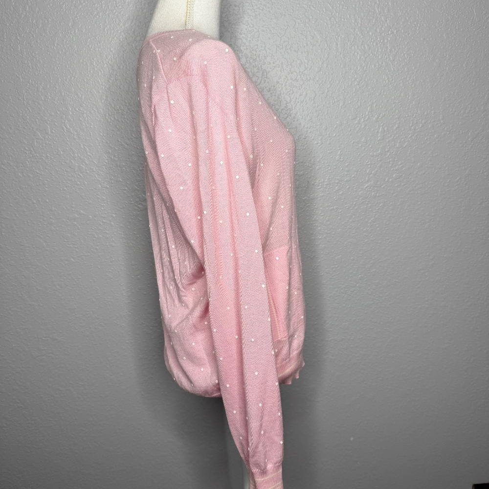 Escada Light pink & white polk a dot Cardigan button up sweater -cp - Picture 4 of 10